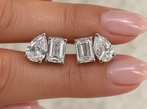 4 Carat Double Moissanite Stud Earrings