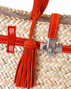 PRE ORDER (3-4 weeks) Hand Woven Leather Orange Velvet Silver Hardware