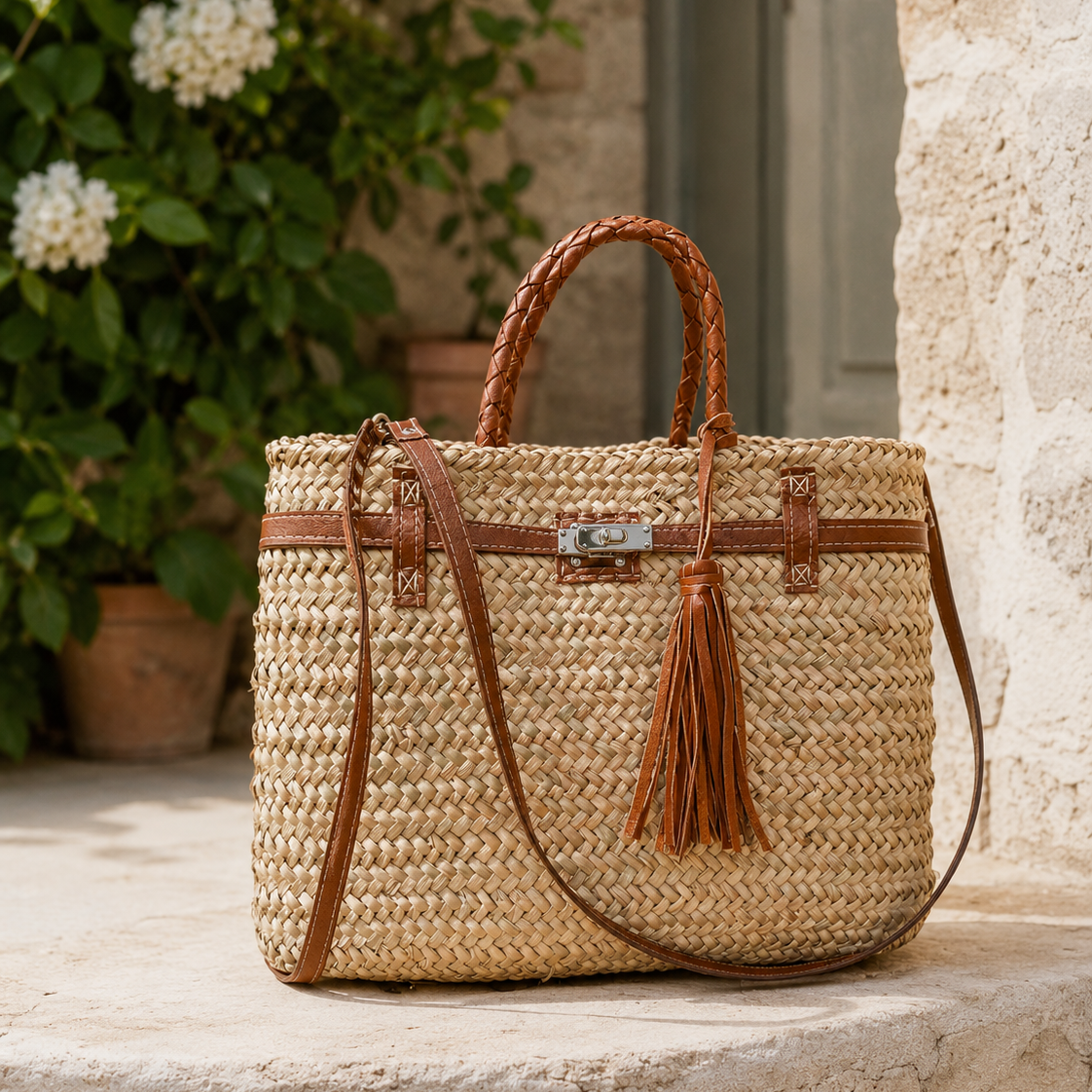 PRE ORDER (3-4 weeks) Hand Woven Leather Brown Silver Hardware