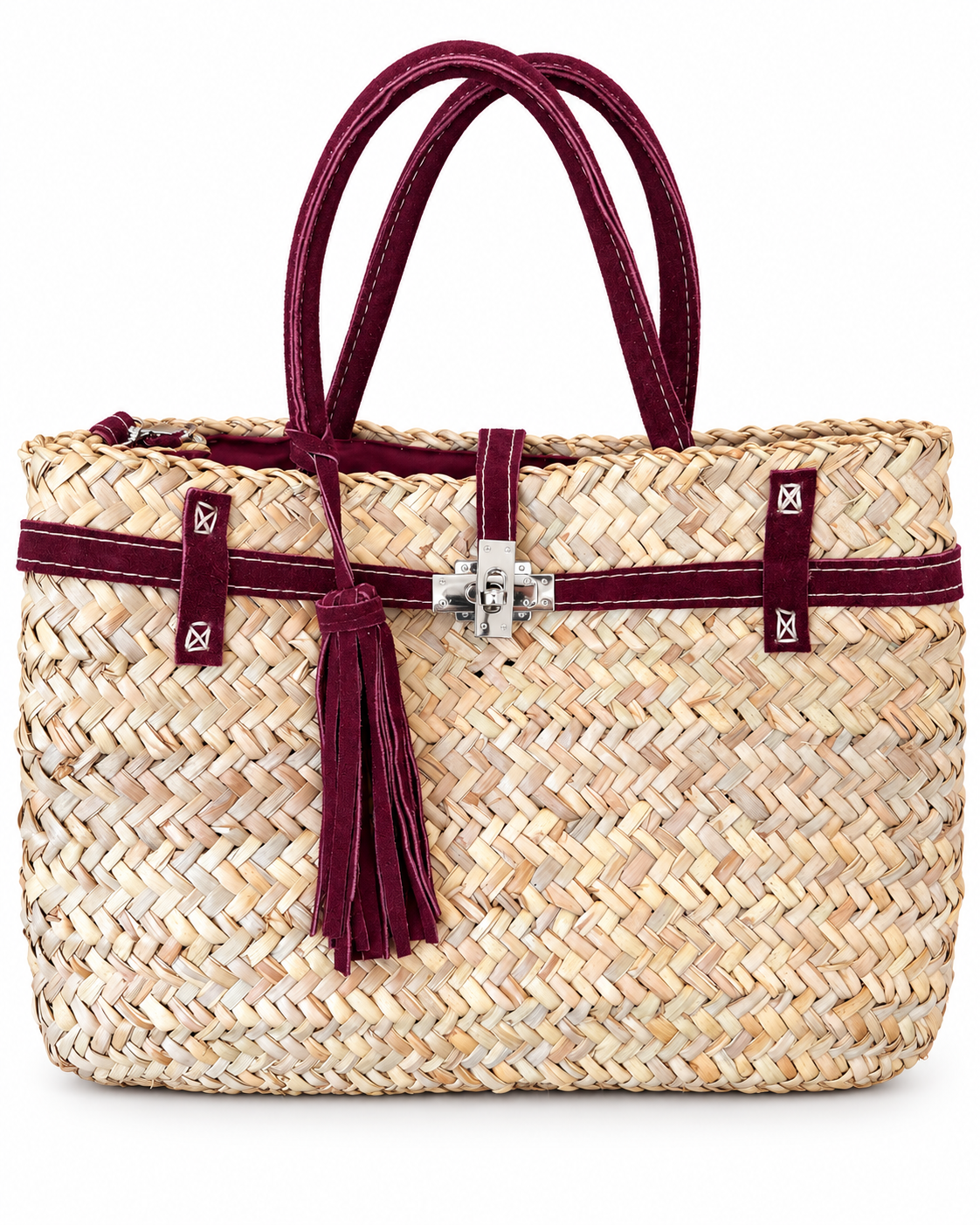 PRE ORDER (3-4 weeks) Hand Woven Leather Burgundy Velvet Silver Hardware