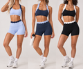 Travel Scallop Gym Set with Shorts Halter Neck