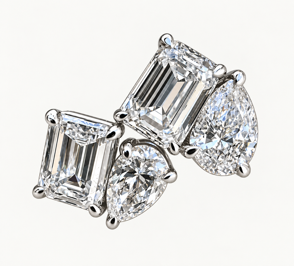 4 Carat Double Moissanite Stud Earrings