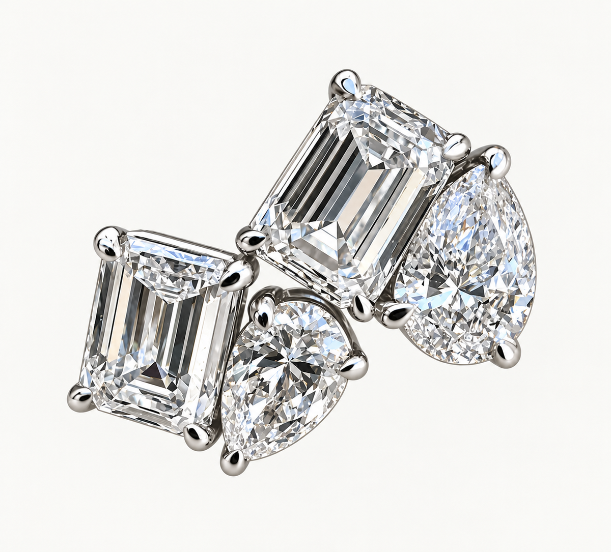 4 Carat Double Moissanite Stud Earrings