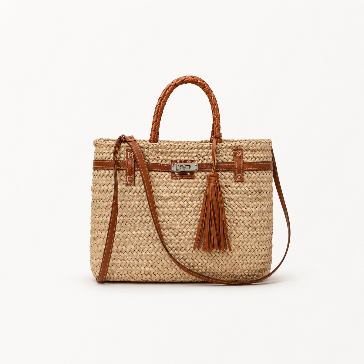 PRE ORDER (3-4 weeks) Hand Woven Leather Brown Silver Hardware