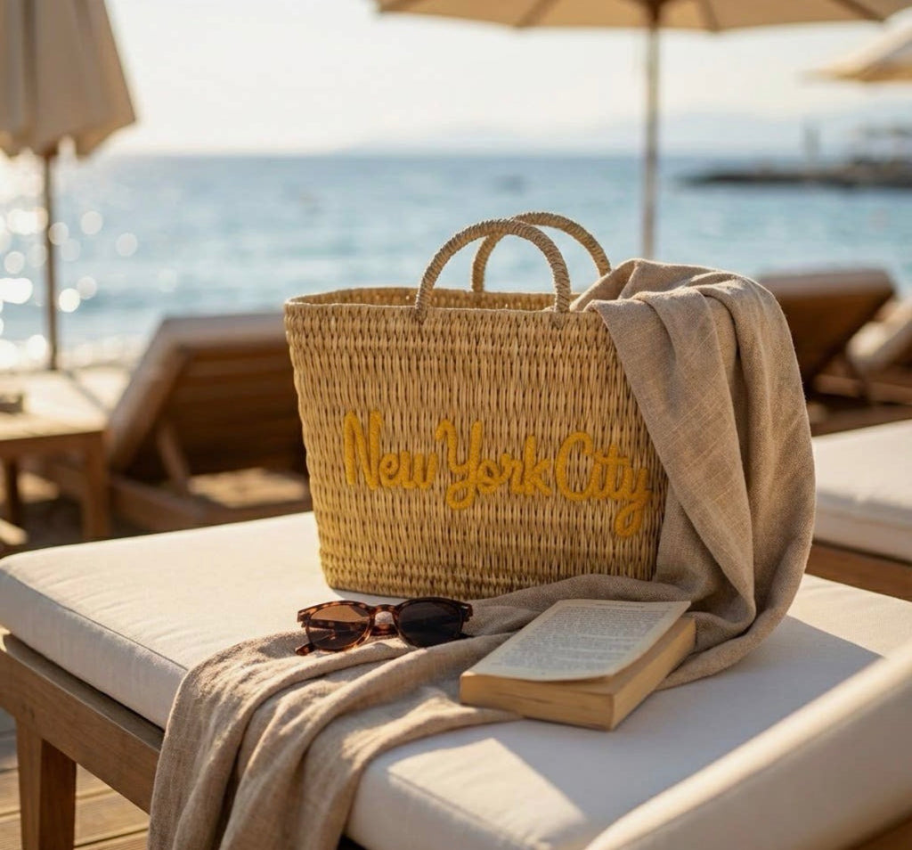 Personalised Embroidered Reed Basket Handbag