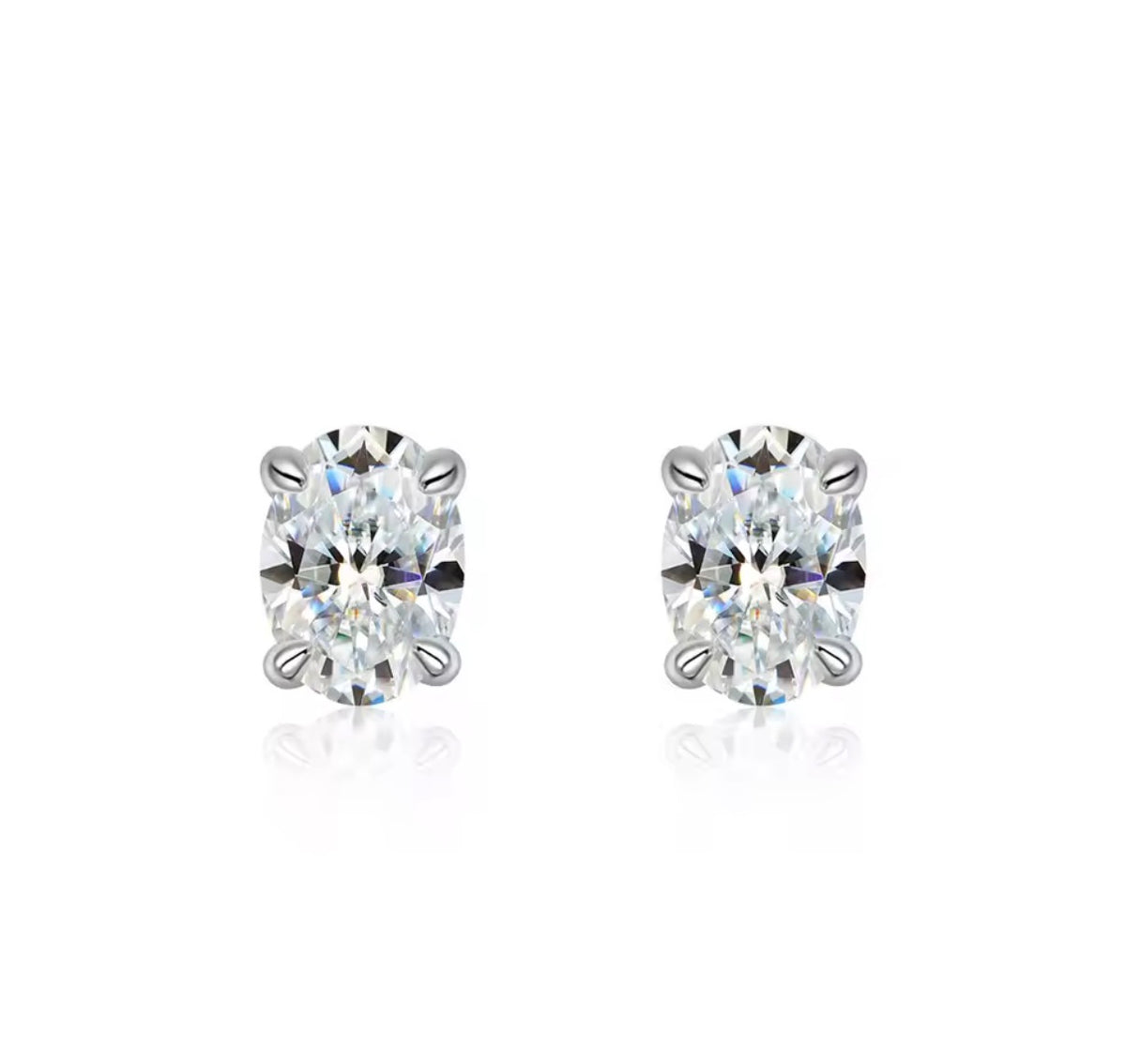 Oval Moissanite Stud Earrings Sterling Silver