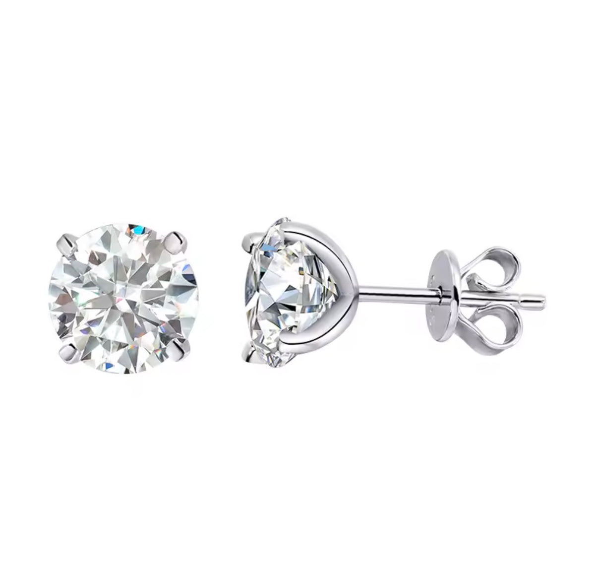 Round Moissanite Stud Earrings Sterling Silver
